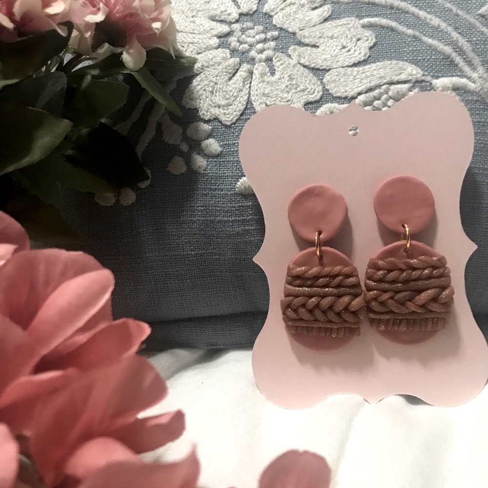 Rose gold handmade clay earings